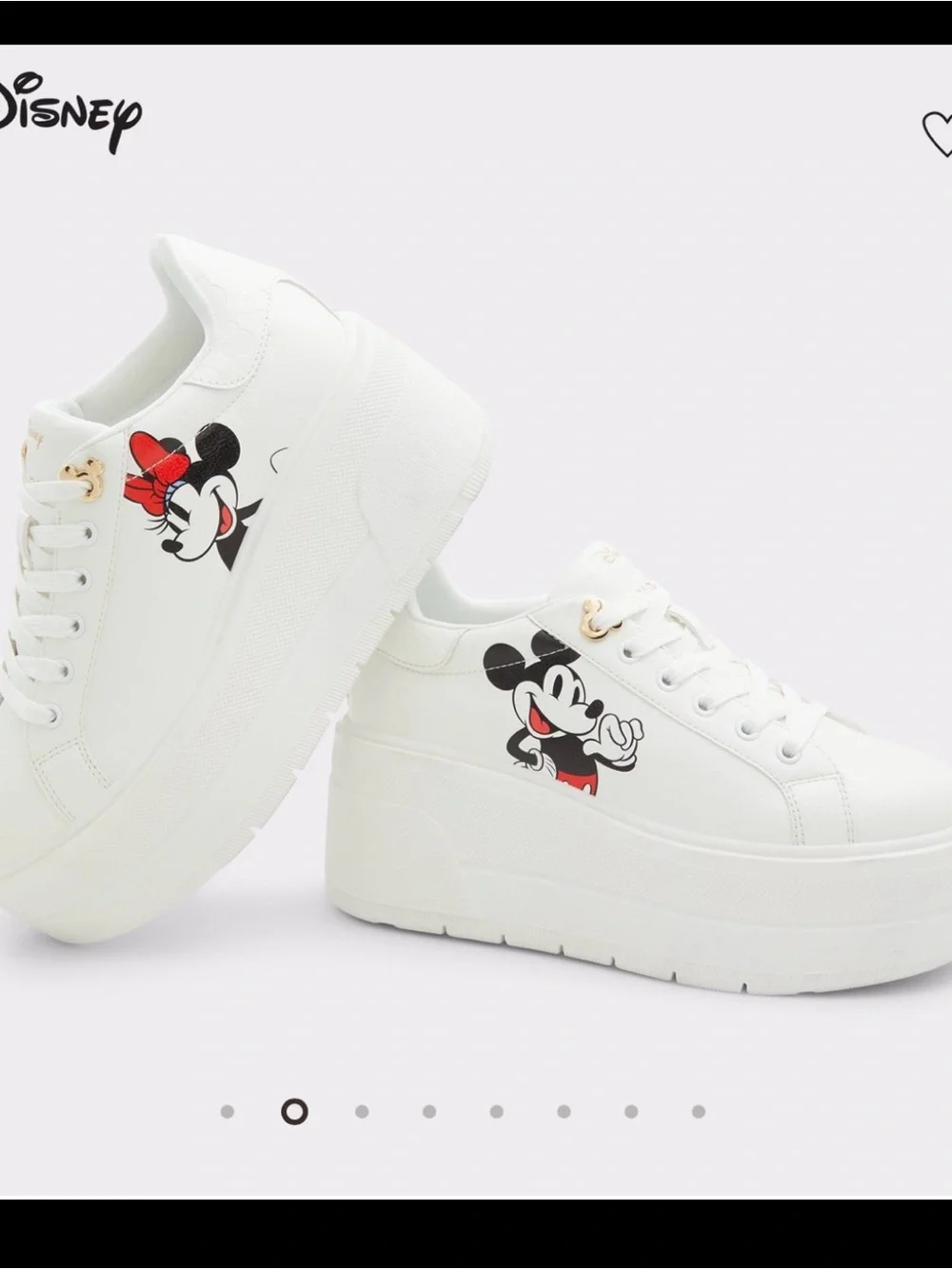 Disney x Aldo White Platform Sneakers with Mickey & Minnie Graphics